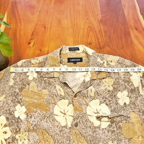 LINEAGE Patterns Floral Hippie Oversized Short Sleeves Button Down Shirt Blouse. - Picture 6 of 12